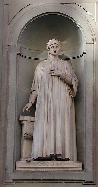 Accursius, Statue an den Uffizien in seiner Heimatstadt Florenz. (Quelle: Riccardo Speziari, über Wikimedia Commons)