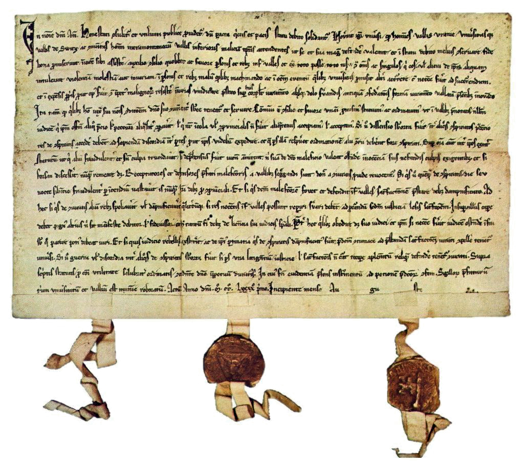 Der Bundesbrief von 1291. (Quelle: Wikimedia Commons)